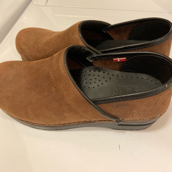 Sanita Brown Leather Clogs Size 35 - Picture 5 of 6